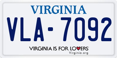 VA license plate VLA7092