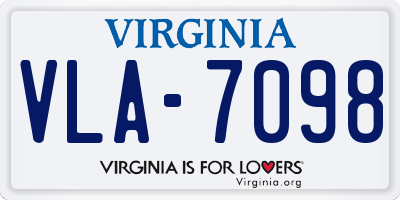 VA license plate VLA7098