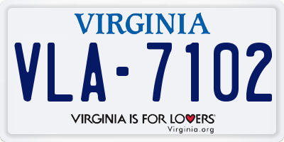 VA license plate VLA7102
