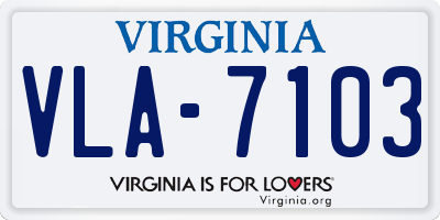 VA license plate VLA7103