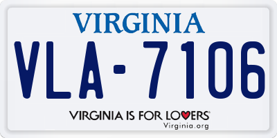 VA license plate VLA7106