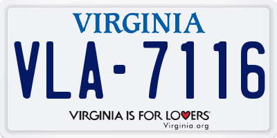 VA license plate VLA7116