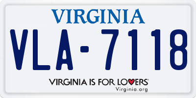 VA license plate VLA7118
