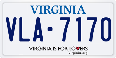 VA license plate VLA7170