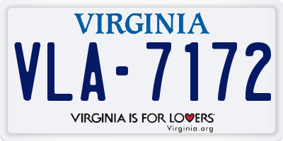 VA license plate VLA7172