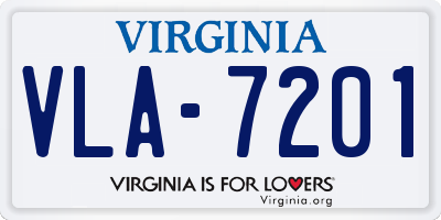 VA license plate VLA7201