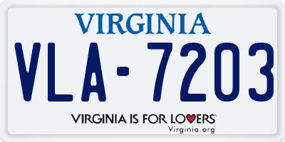 VA license plate VLA7203