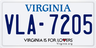 VA license plate VLA7205