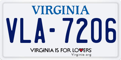 VA license plate VLA7206