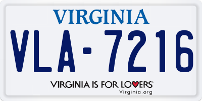 VA license plate VLA7216