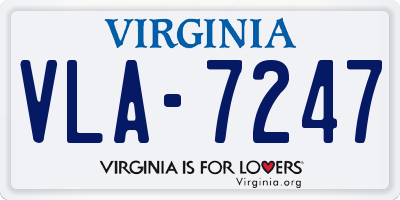 VA license plate VLA7247