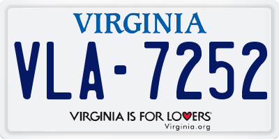 VA license plate VLA7252