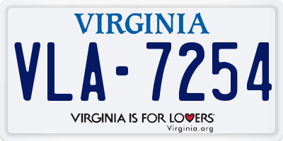 VA license plate VLA7254