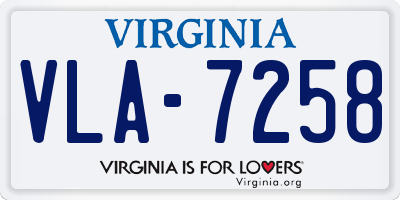 VA license plate VLA7258