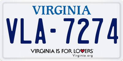 VA license plate VLA7274