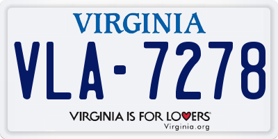 VA license plate VLA7278