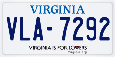VA license plate VLA7292