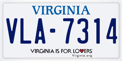 VA license plate VLA7314