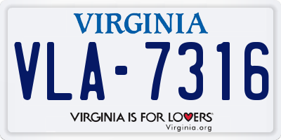 VA license plate VLA7316