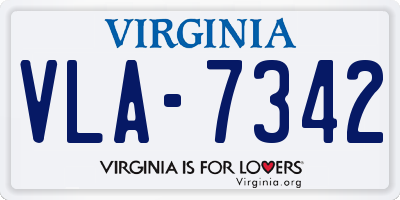 VA license plate VLA7342