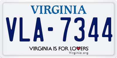 VA license plate VLA7344