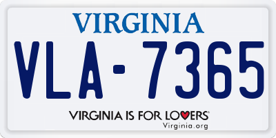 VA license plate VLA7365