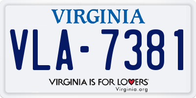 VA license plate VLA7381