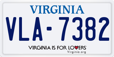 VA license plate VLA7382