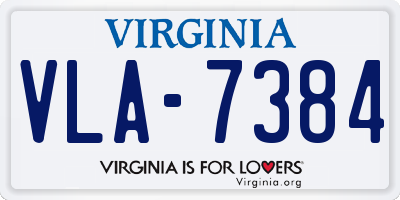 VA license plate VLA7384