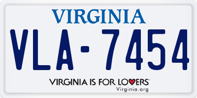 VA license plate VLA7454