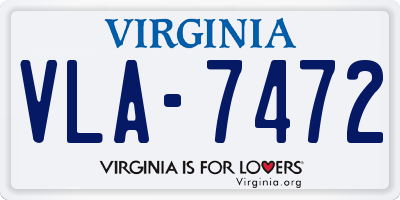 VA license plate VLA7472