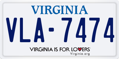 VA license plate VLA7474