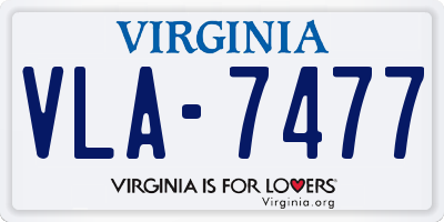 VA license plate VLA7477