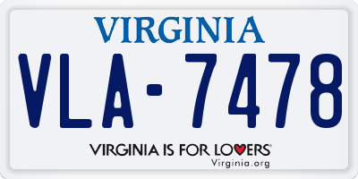VA license plate VLA7478