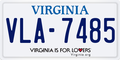 VA license plate VLA7485