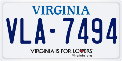 VA license plate VLA7494