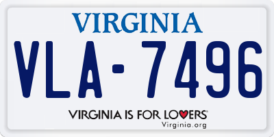 VA license plate VLA7496