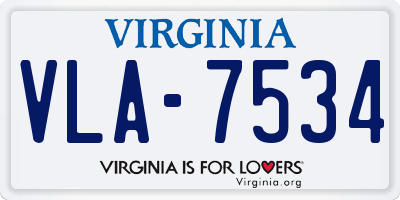 VA license plate VLA7534