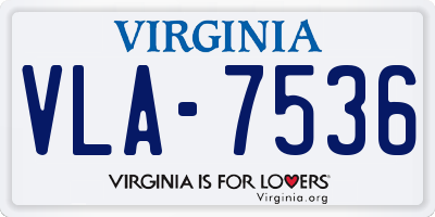 VA license plate VLA7536