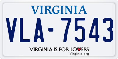 VA license plate VLA7543