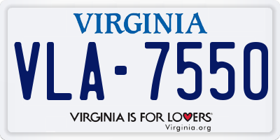 VA license plate VLA7550