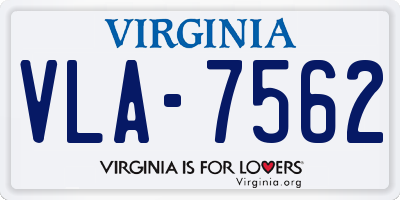VA license plate VLA7562