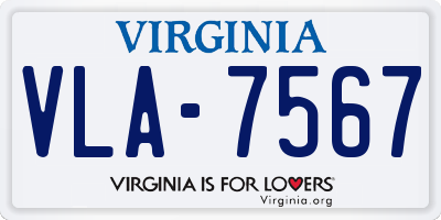 VA license plate VLA7567