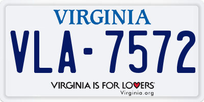 VA license plate VLA7572