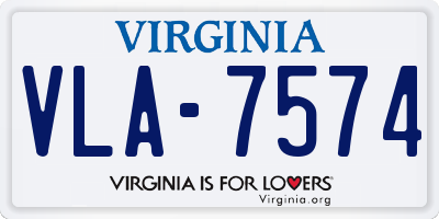VA license plate VLA7574