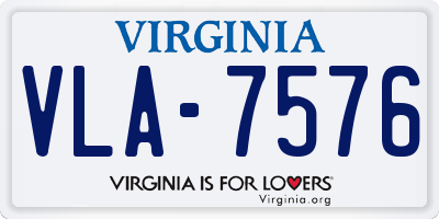 VA license plate VLA7576