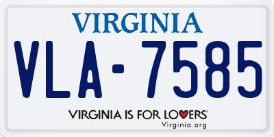 VA license plate VLA7585