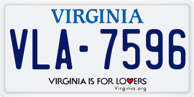 VA license plate VLA7596