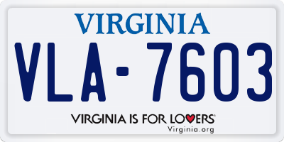 VA license plate VLA7603