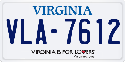 VA license plate VLA7612